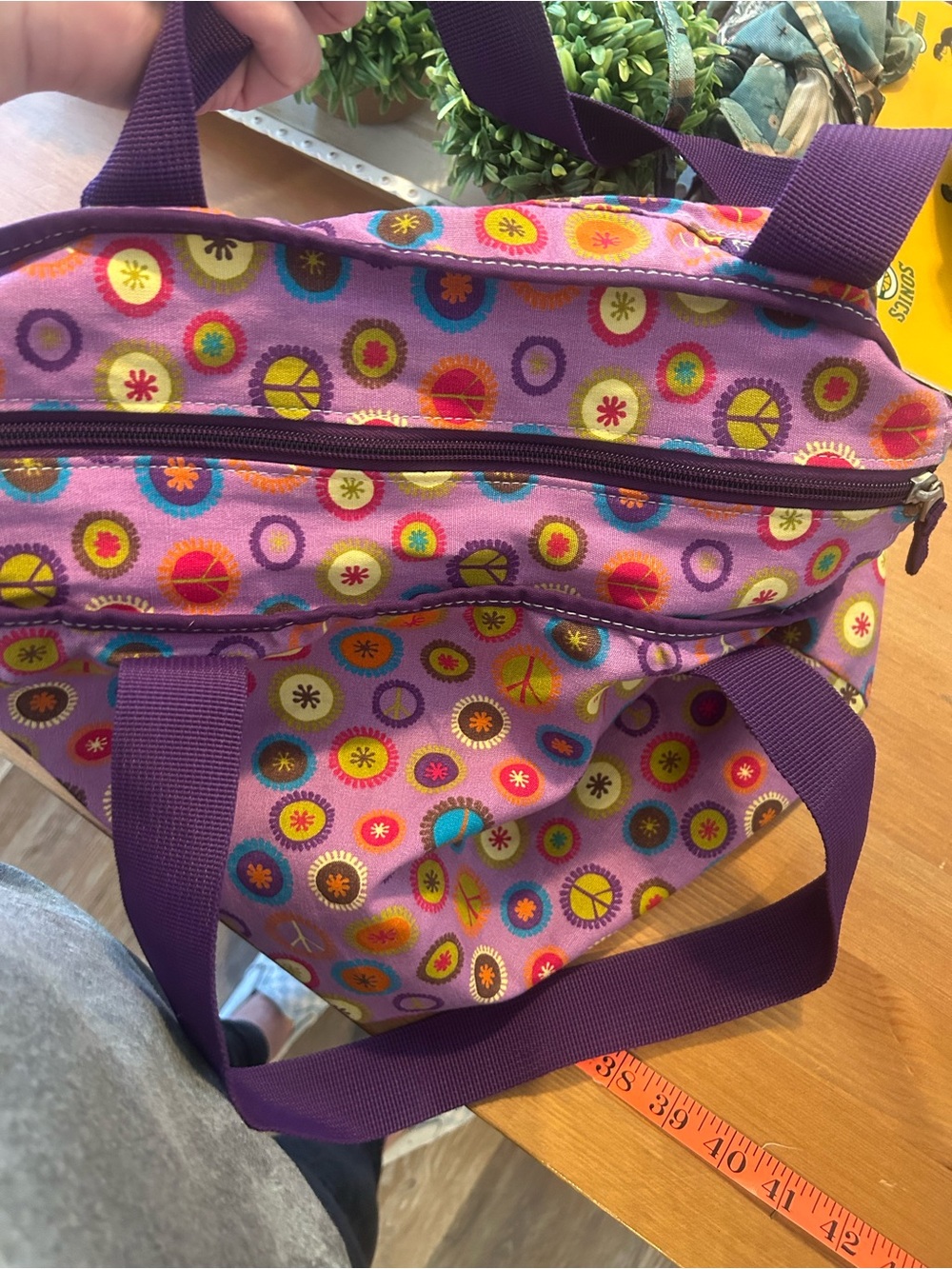 Y2K
Purple Peace Sign Button Zip
Tote Bag - Picture 4 of 11